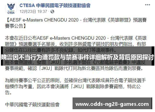 魏震因不当行为遭罚款与禁赛事件详细解析及背后原因探讨