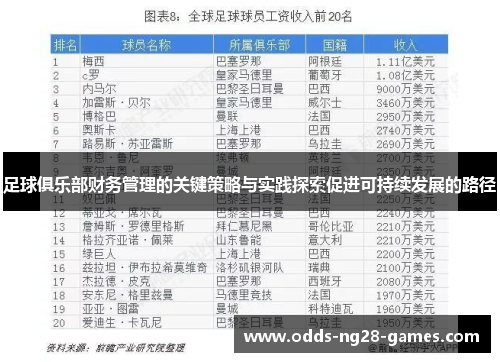 足球俱乐部财务管理的关键策略与实践探索促进可持续发展的路径