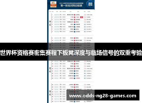 世界杯资格赛密集赛程下板凳深度与临场信号的双重考验